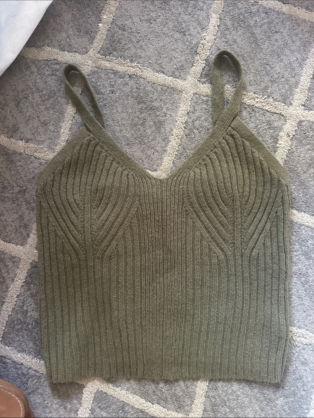 Auden Olive Green Ribbed V-Neck Knit Cami